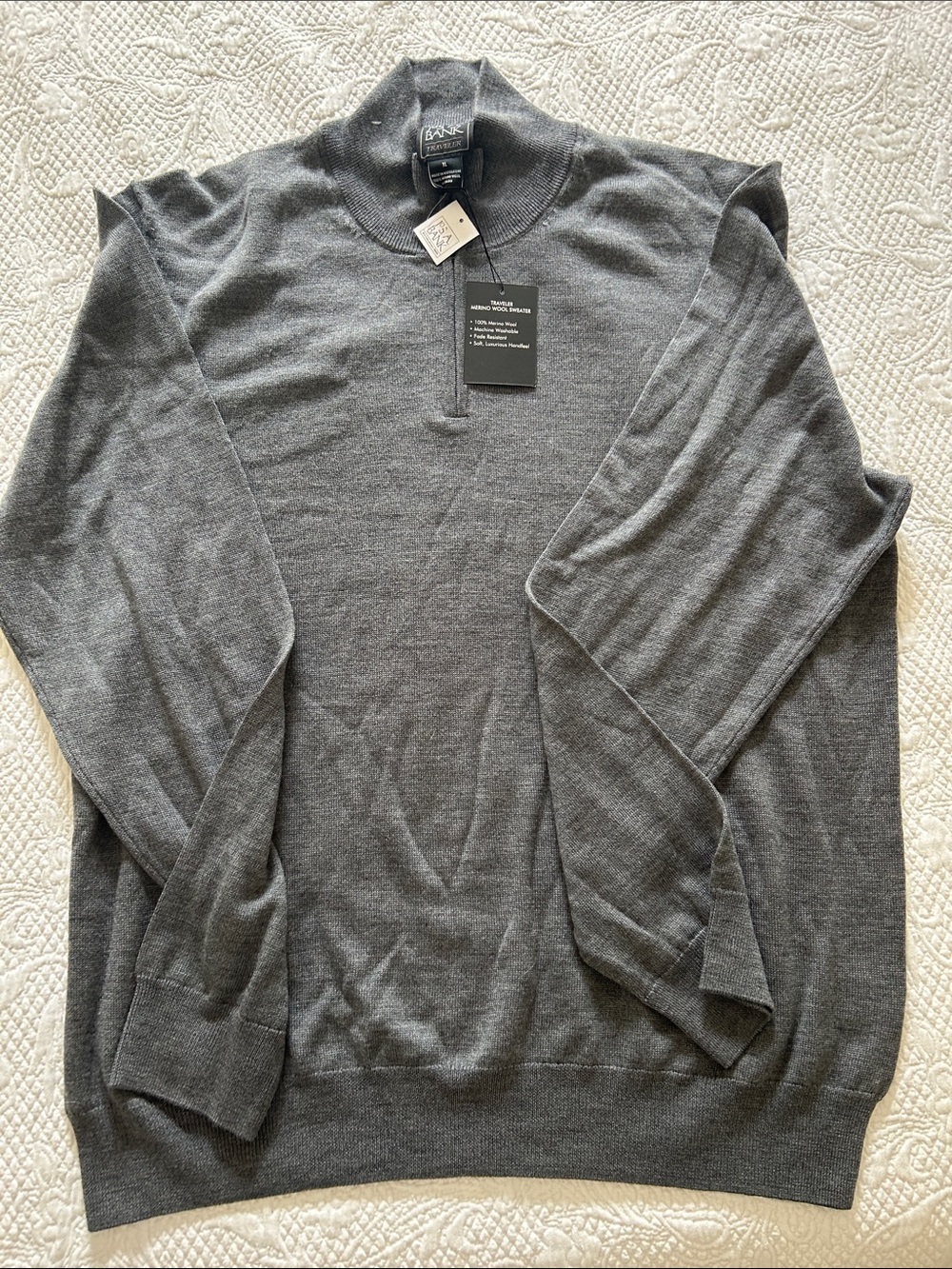 Jos. A. Bank Men's Charcoal Gray Half-Zip Sweater